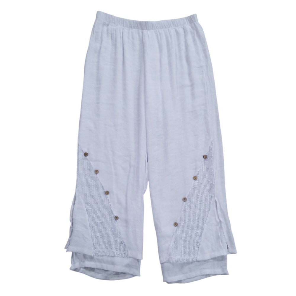 Creation Women's White Resortwear Boho Layered Pants‎ Size XLarge